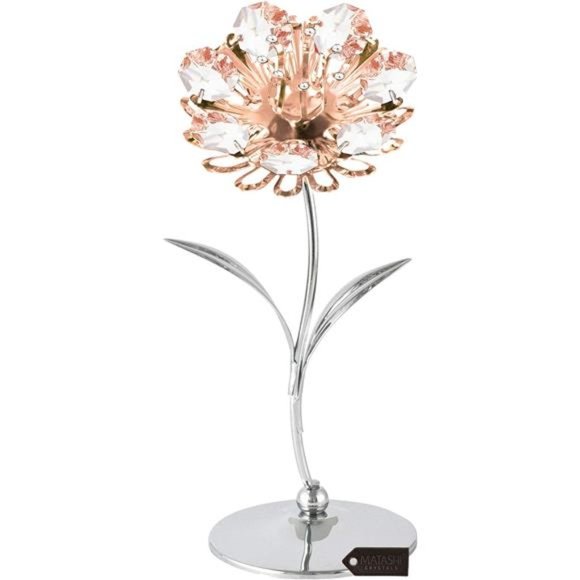 Masterpiece Metal Sunflower -Chrome & Rose Gold Plated Crystal Studded Sunflower - Picture 2 of 7